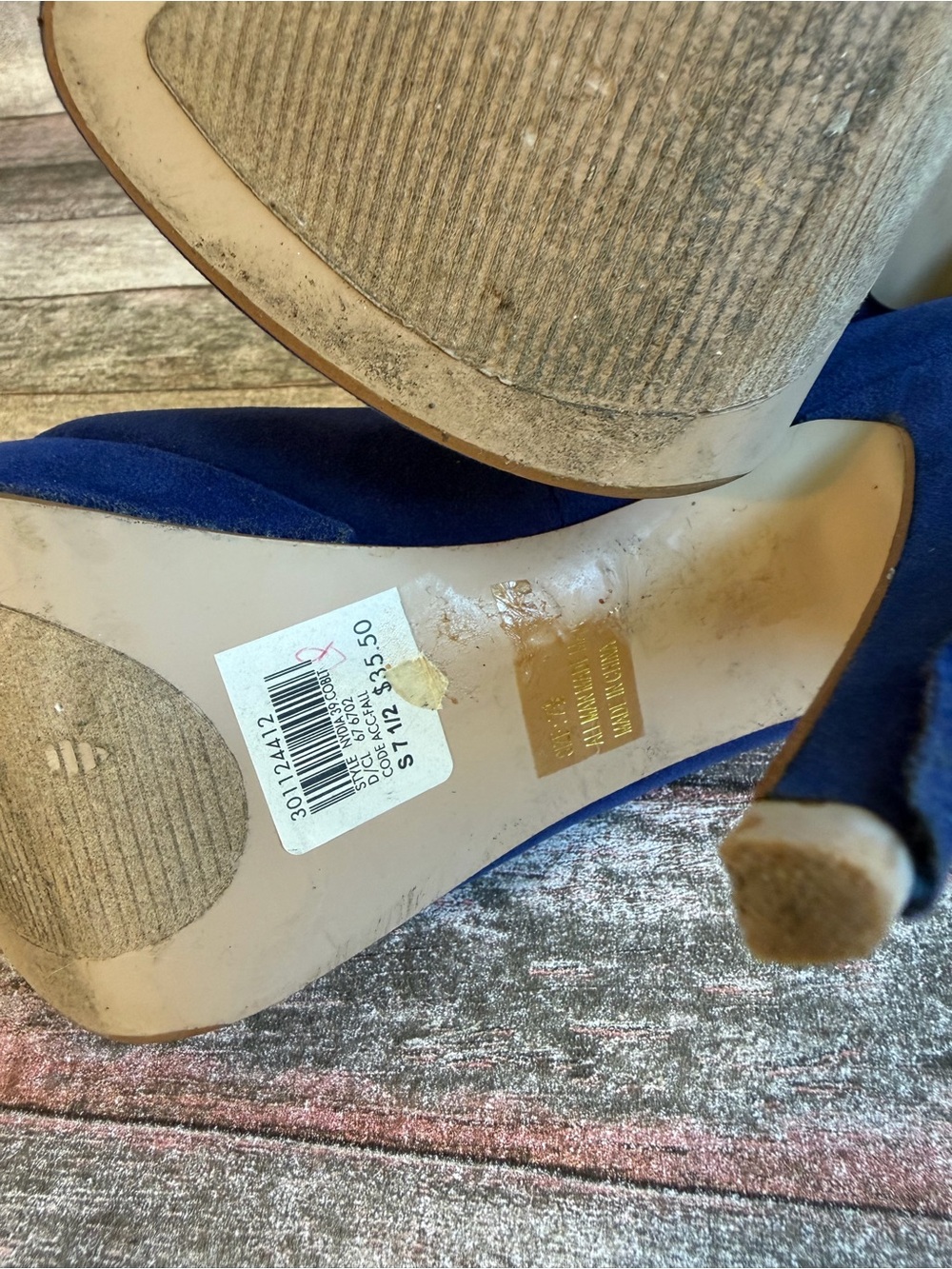 Qupid Royal Blue Suede Peep-Toe Platform Pumps - Picture 8 of 8